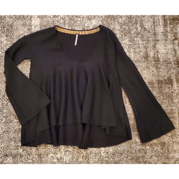 Free People Sweaters - Free People Linen Blend Black Top Size XS